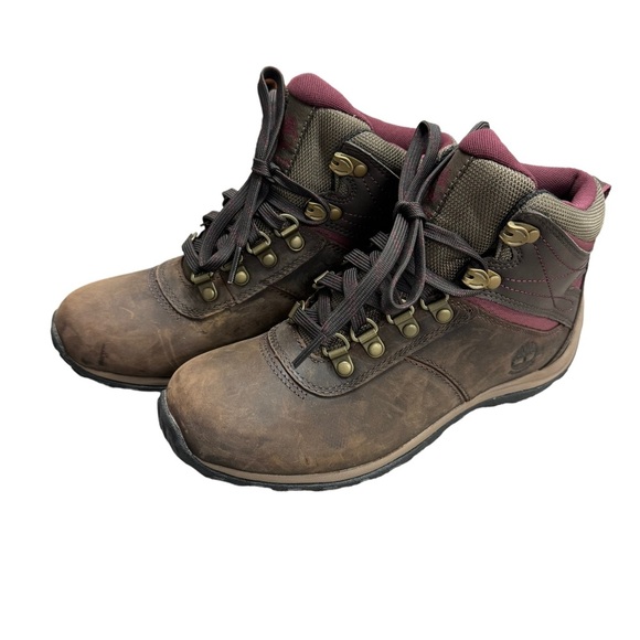 Timberland Women's Norwood Mid Brown Leather Waterproof Hiking Boots Size 6.5 - Picture 4 of 14
